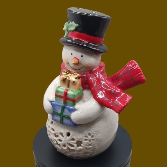 Department 56 snowman tealight candle holder - Picture 1 of 11